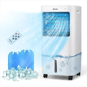 Climatiseur Mobile 20L COSTWAY-Rafraîchisseur d'Air Ventilateur-Oscillation 40° -4 Vitesses-Minuterie 7,5H-Écran Tactile LED