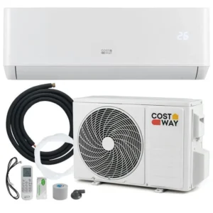 Climatiseur Fixe Mono-Split 12000BTU 3,4 kW R32 COSTWAY-16-31°C-Pompe à Chaleur-22㎡-Kit 4M de Liaison